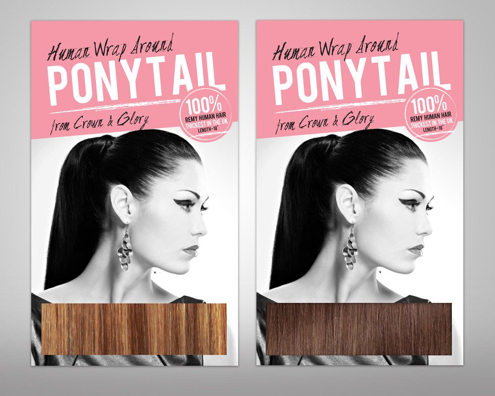 Crown & Glory Hair Extension Ponytail Box Design reverse